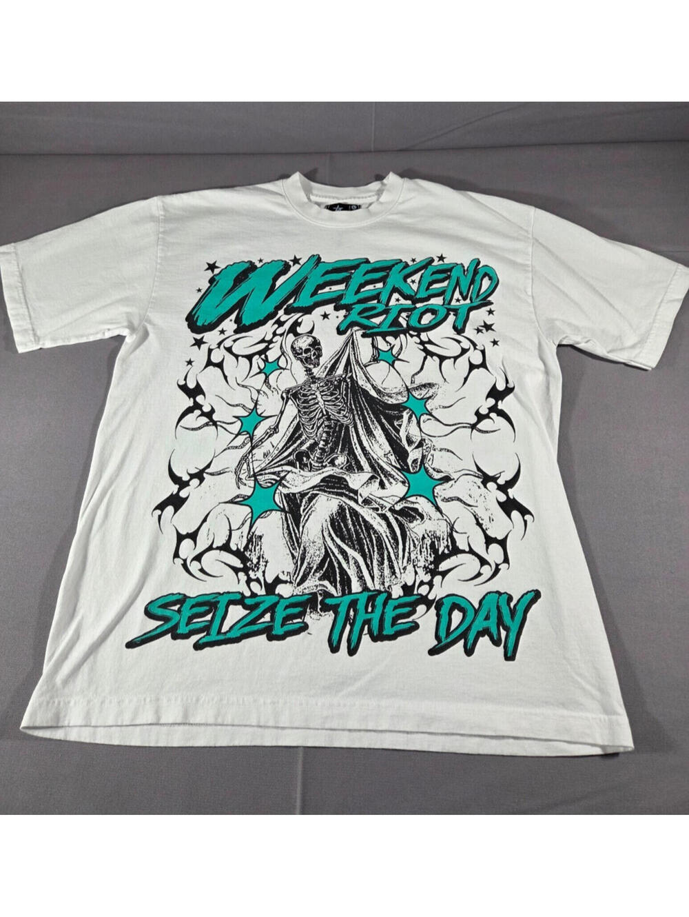WKND Riot T Shirt Mens Large White Double Sided Graphic Streetwear